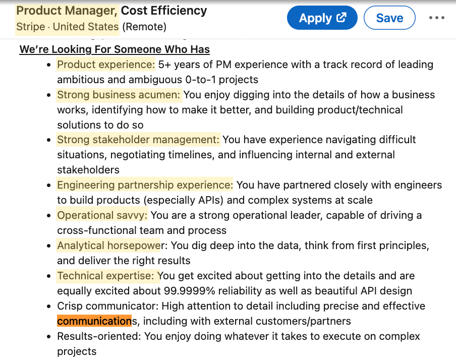 Product Management Skills on the Resume